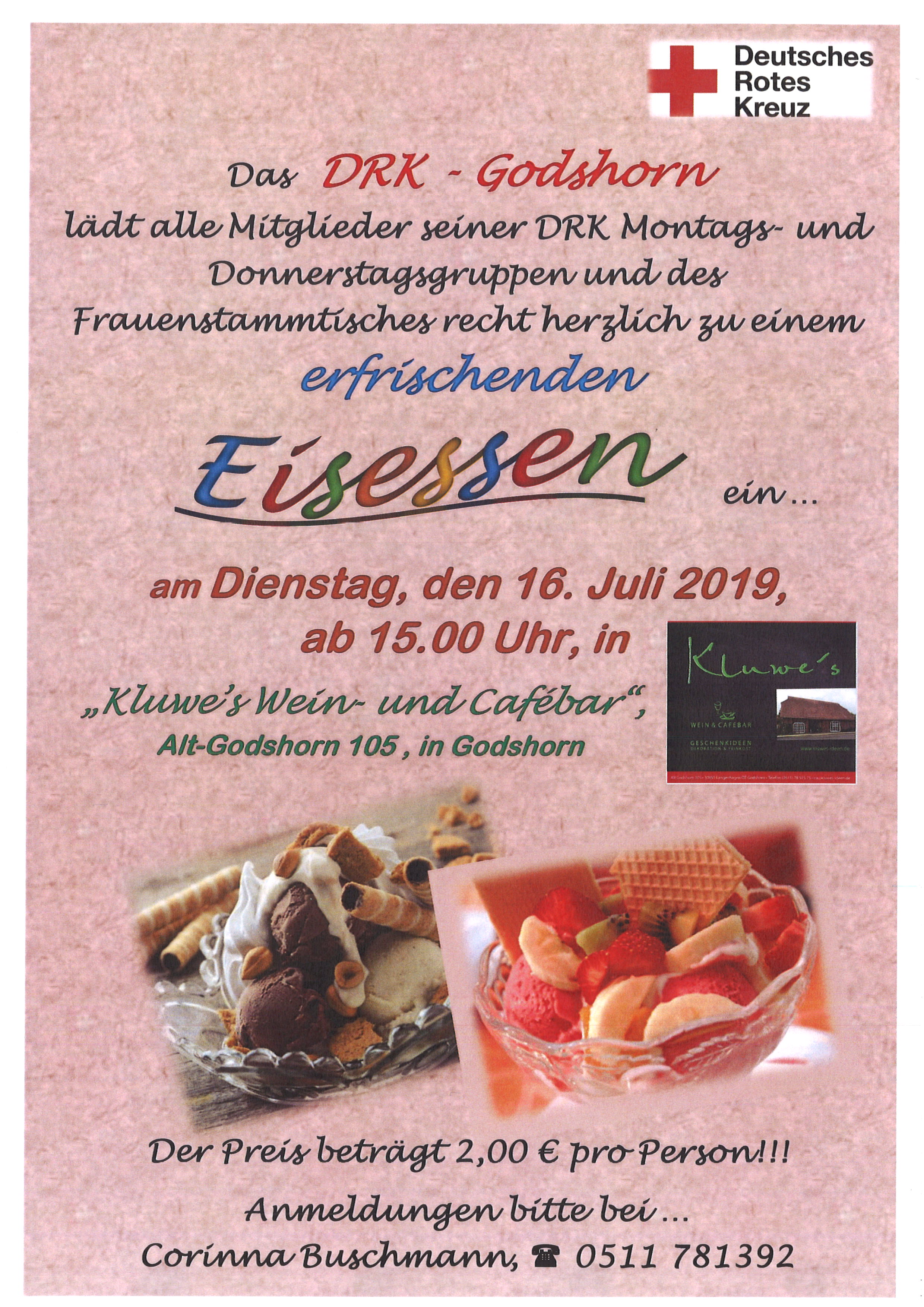 Gemeinsames Eisessen der DRK-Gruppen des Ortsvereins Godshorn!!!
